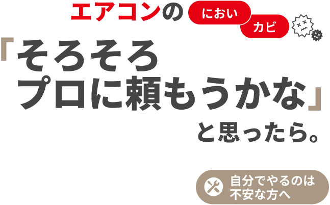 エアコンのにおいカビ「そろそろプロに頼もうかな」と思ったら 自分でやるのは不安な方へ