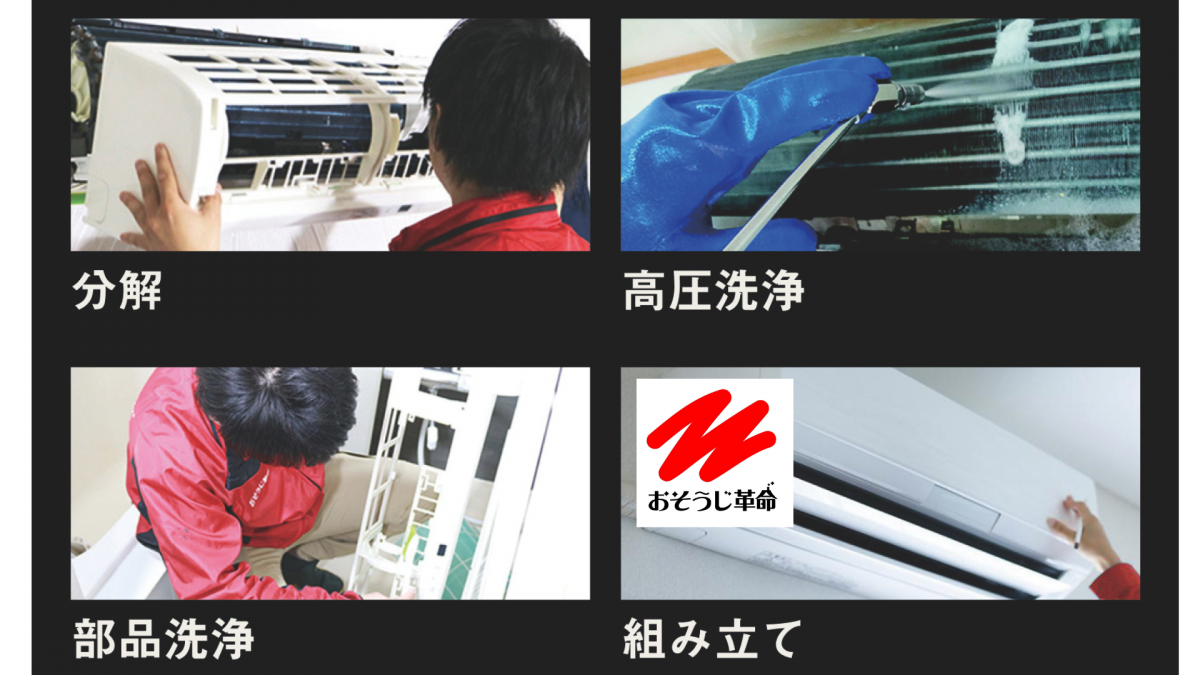 エアコン清掃の分解洗浄工程