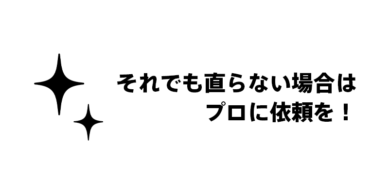 それでも直らない場合はプロに依頼を！