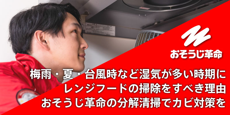 梅雨・夏・台風時など湿気が多い時期にレンジフードの掃除をすべき理由｜おそうじ革命の分解清掃でカビ対策を