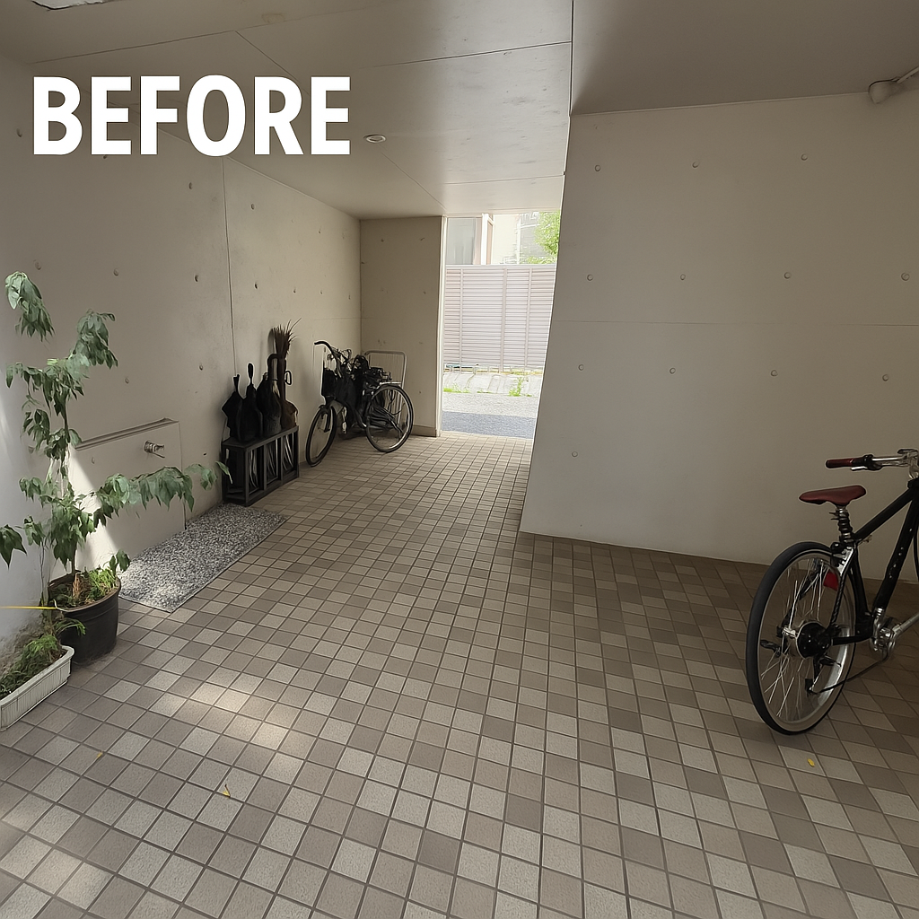 愛知県名古屋市中区のマンション・ビル共用部清掃の作業前1