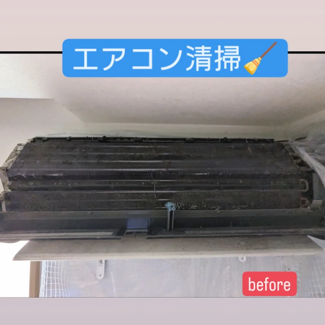 千葉県四街道市のお掃除機能付きエアコンの作業前1