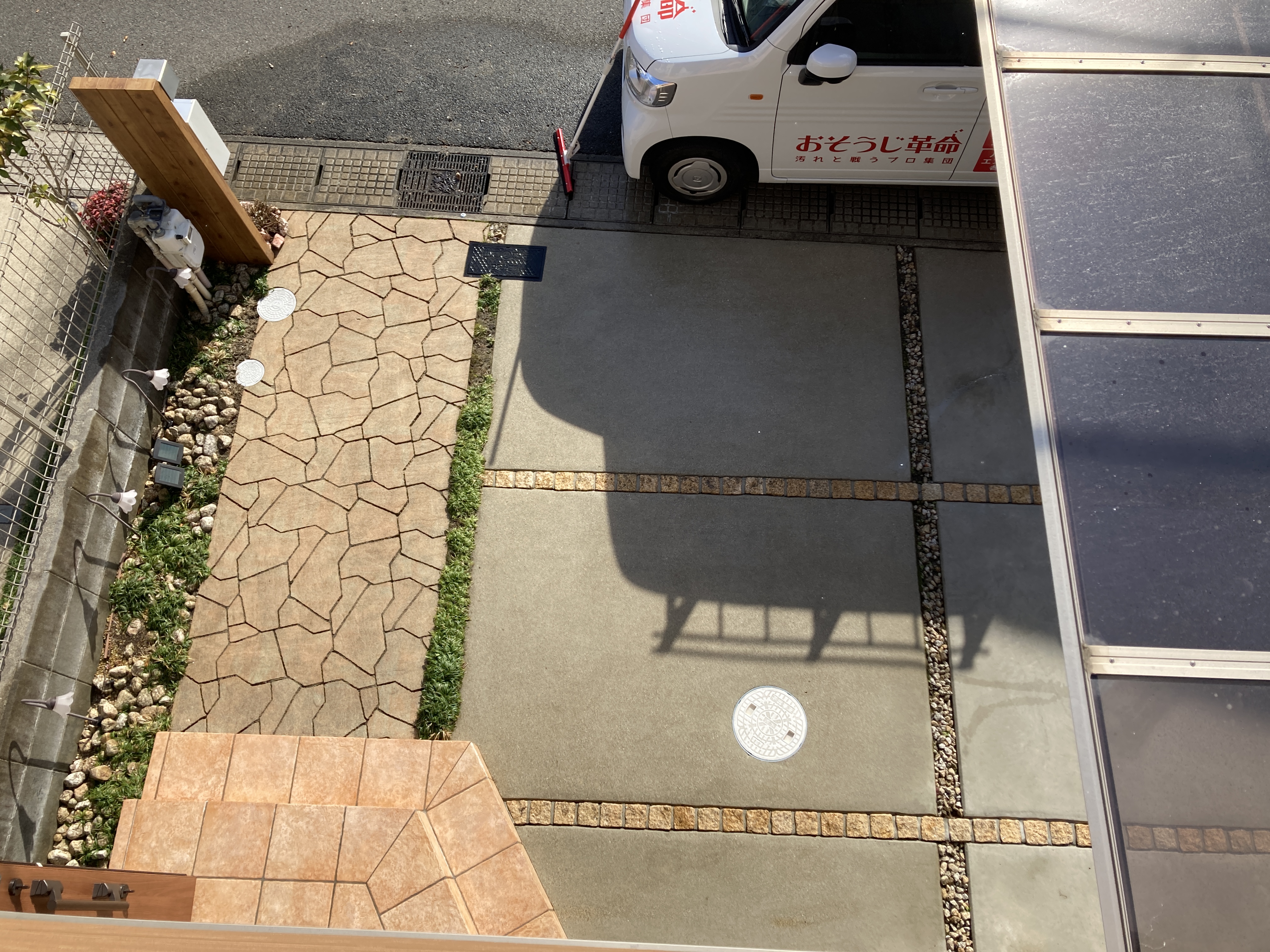 京都府宇治市五ケ庄一番割の外壁高圧洗浄の作業後1