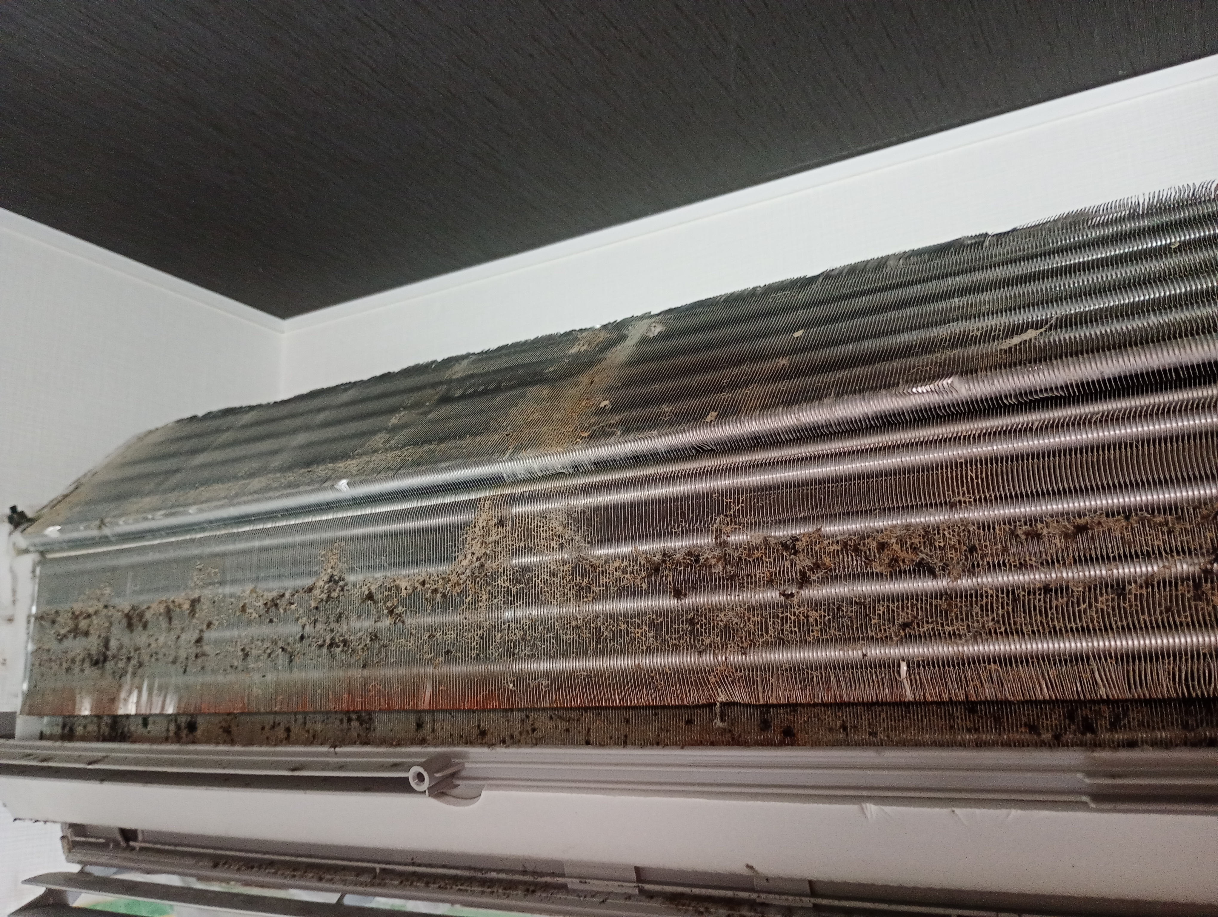 千葉県船橋市津田沼のお掃除機能付きエアコンの作業前1