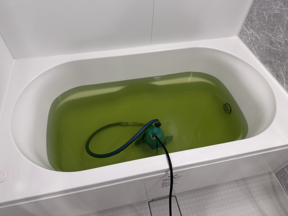 神奈川県茅ヶ崎市中海岸の追い焚き配管除菌洗浄の作業後1