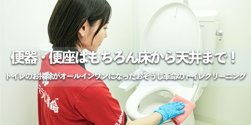 便器・便座はもちろん床から天井まで！トイレのお掃除がオールインワンになったおそうじ革命のトイレクリーニング